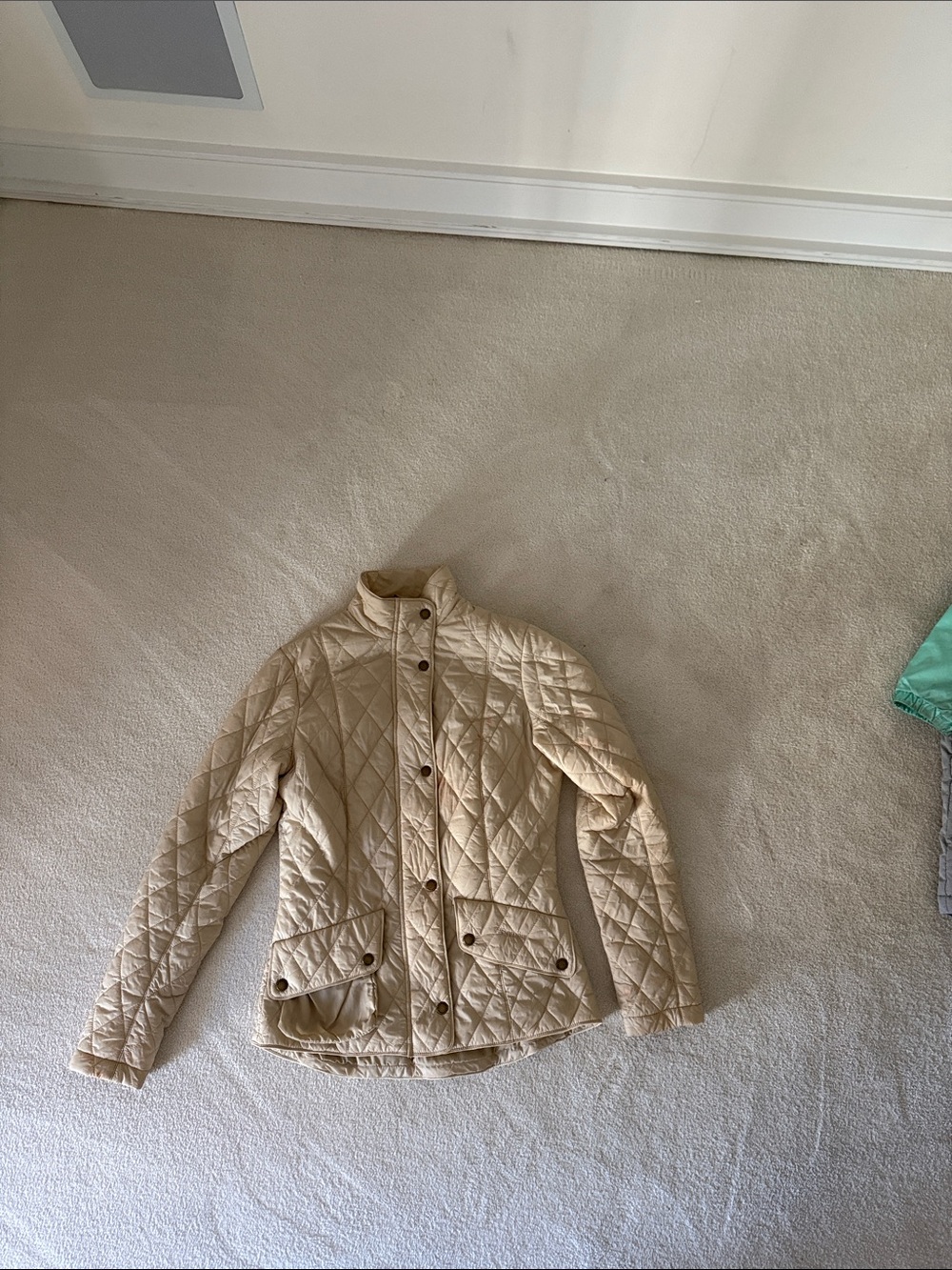 Barbour Quilted Cream Button-Front Puffer Jacket